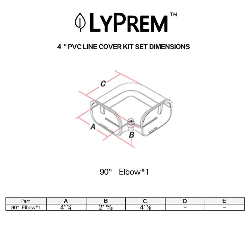LyPrem PVC Line Cover Kit Parts Accessories for Ductless Mini Split (4" Flat Elbow,White) - Image 2